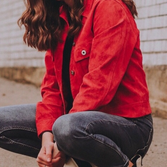 Express Jackets & Blazers - Express Vintage Suede Red Jacket